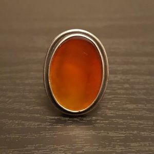 Silver ring with amber